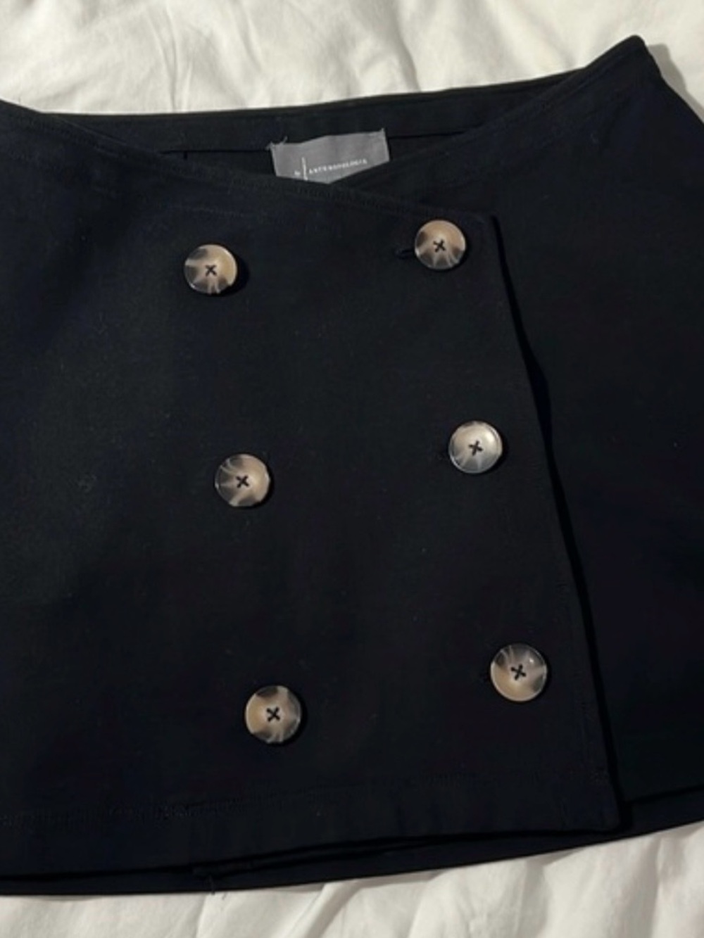 Anthropologie Black Double-Button Mini Skirt